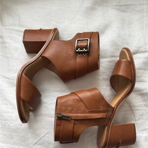 UGG Brown Leather Heeled Sandals